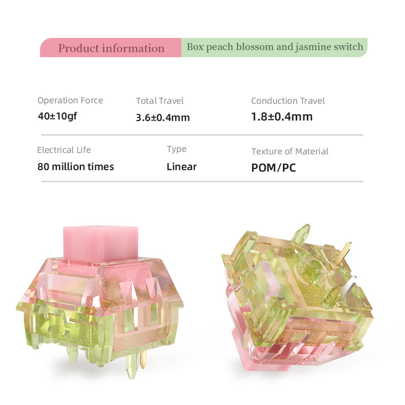 Kailh Mechanical Keyboard Switch BOX Peach Blossom and Jasmine Switch Linear Luminous Pink Green Light Weight Spring