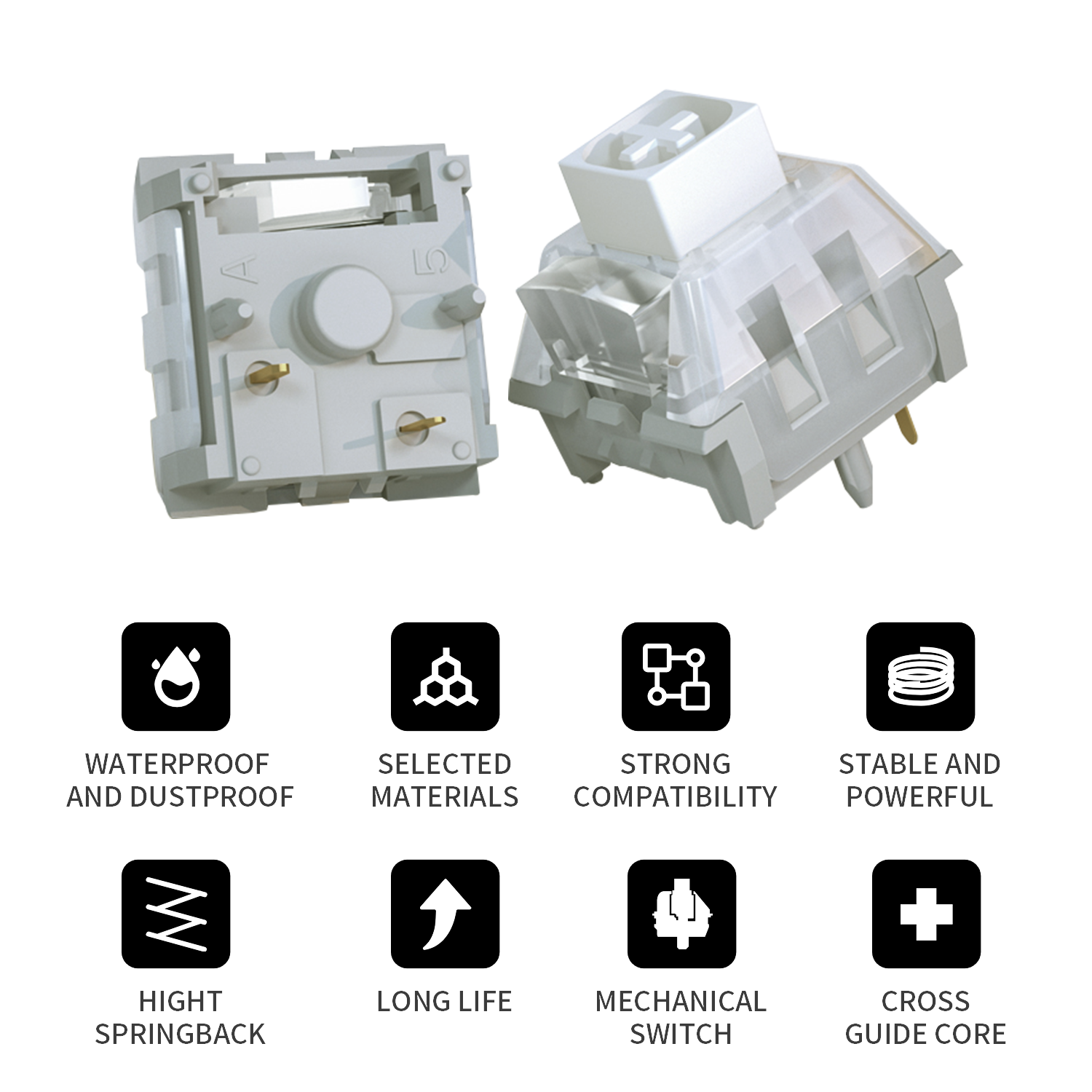 Kailh Box Owl White Switch Mechanical Keyboard Switch Waterproof and Dustproof