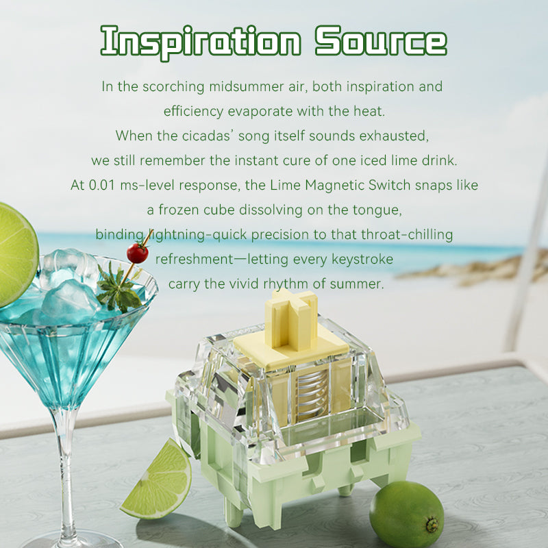 Longhua Lime Magnetic Switch PC Transparent Upper Housing Corss Stem Smooth RT0.01 HE Keyboard Switch