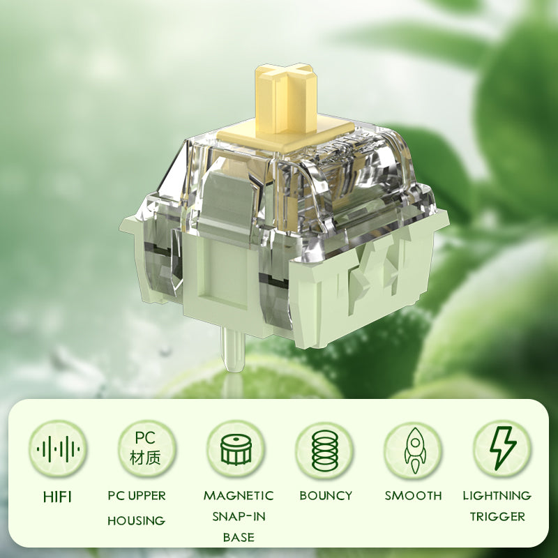 Longhua Lime Magnetic Switch PC Transparent Upper Housing Corss Stem Smooth RT0.01 HE Keyboard Switch