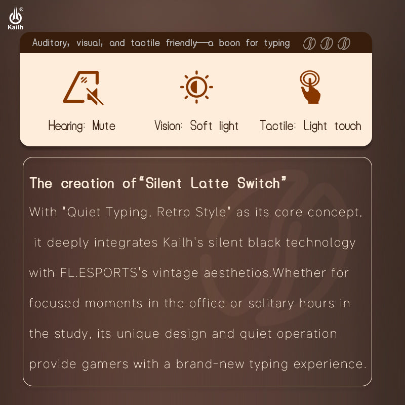 Kailh Keyboard Switches, Office Mechanical Keyboard Key Accessories, Silent Latte, Linear, Noiseless, Smooth