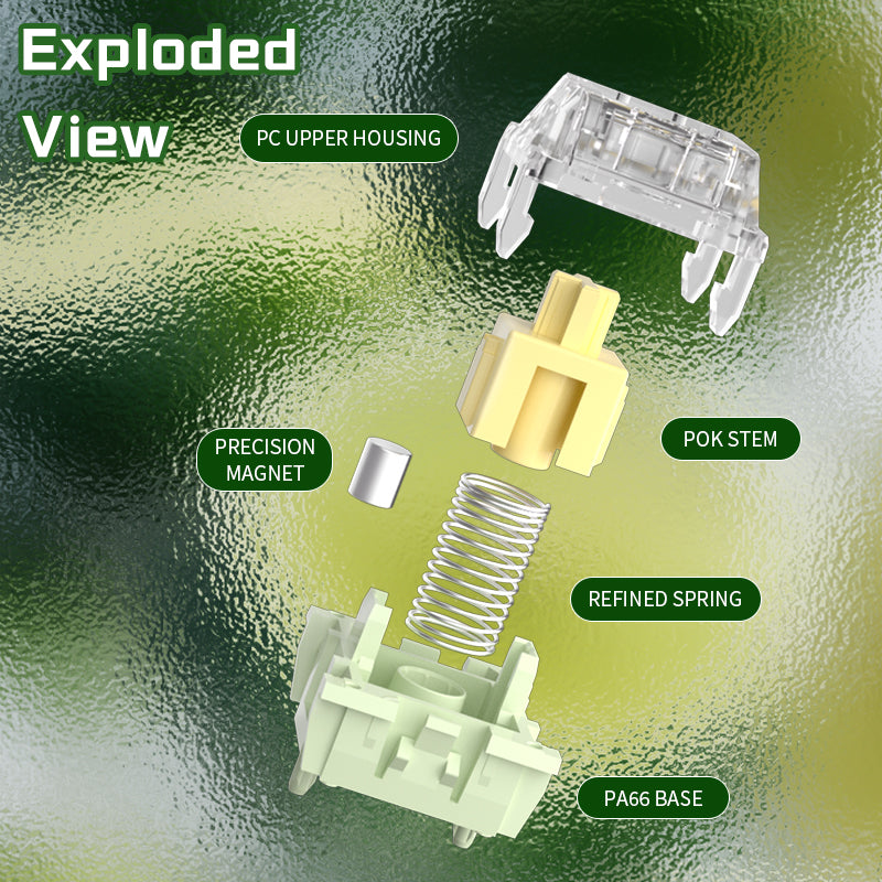 Longhua Lime Magnetic Switch PC Transparent Upper Housing Corss Stem Smooth RT0.01 HE Keyboard Switch