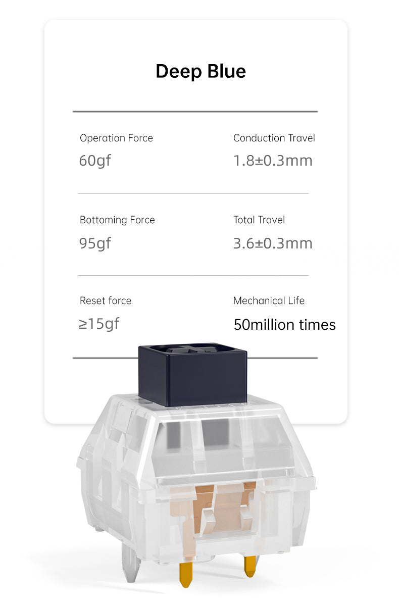 Kailh Crystal Jade Navy Blue Keyboard Switch Heavy Handfeel Mechanical 3Pins Switches Compatible Cherry