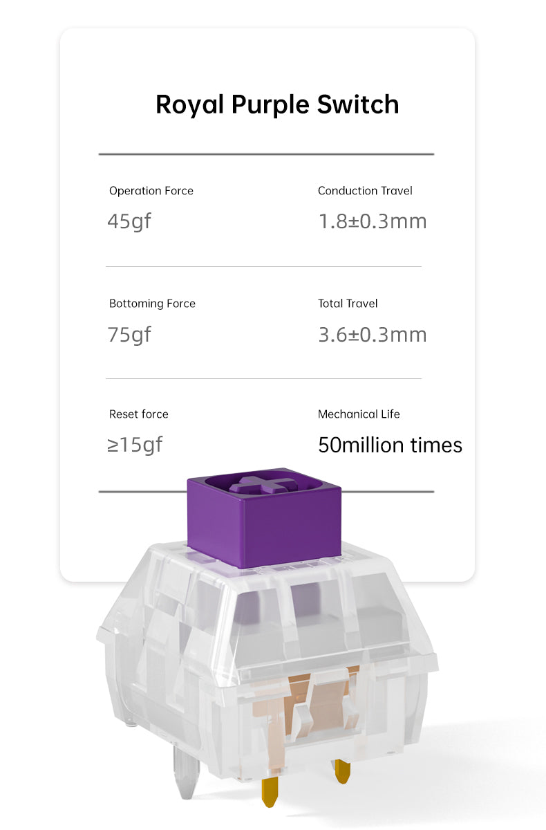 Kailh Crystal Royal Purple DIY Mechanical Keyboard Switches Dustproof IP56 Waterproof Tactile 5Pins Keyboard Switch