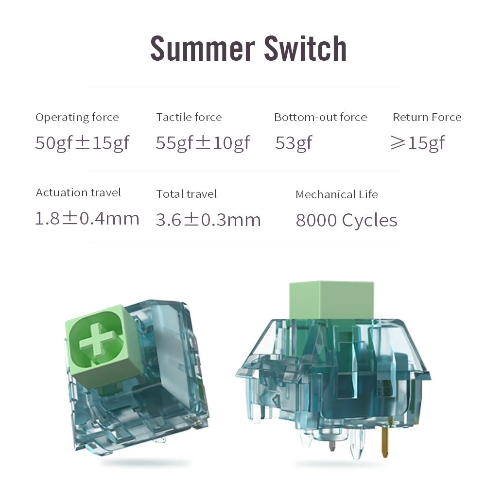 Kailh Box Summer Clicky Switch 5 broches 80 millions de fois longue durée de vie pour clavier mécanique