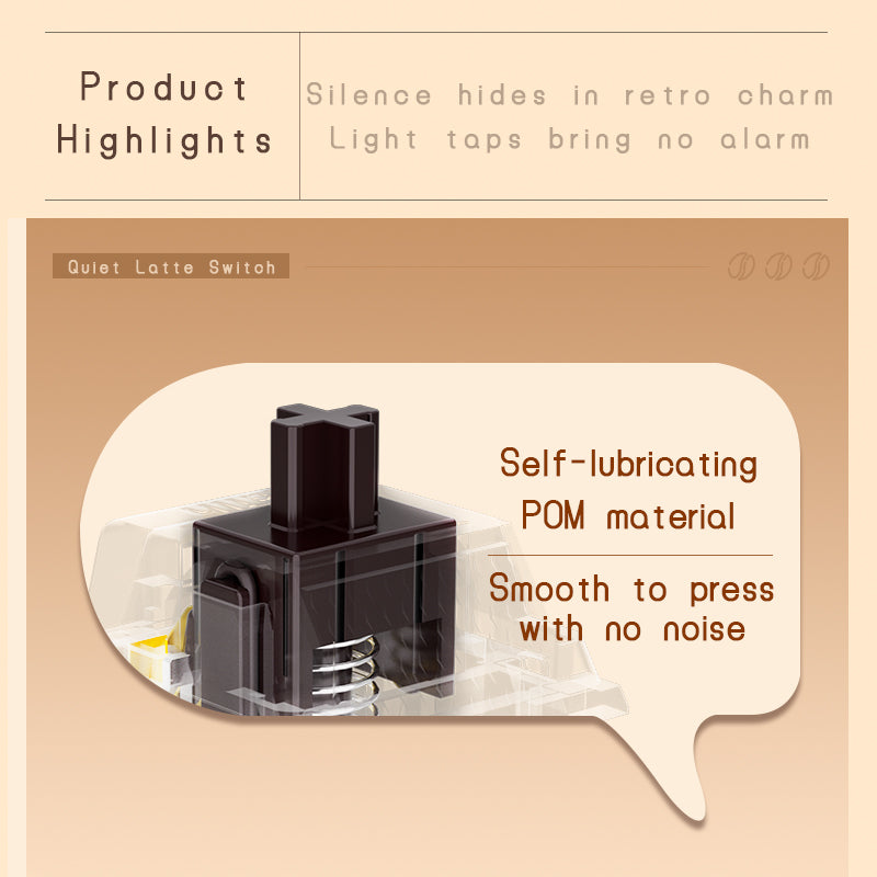 Kailh Keyboard Switches, Office Mechanical Keyboard Key Accessories, Silent Latte, Linear, Noiseless, Smooth