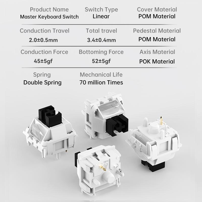 Kailh Master Keyboard Switch Customized Linear Mechanical Switches Hot Swap Smooth 5Pins RGB Compatible Cherry MX Switchs