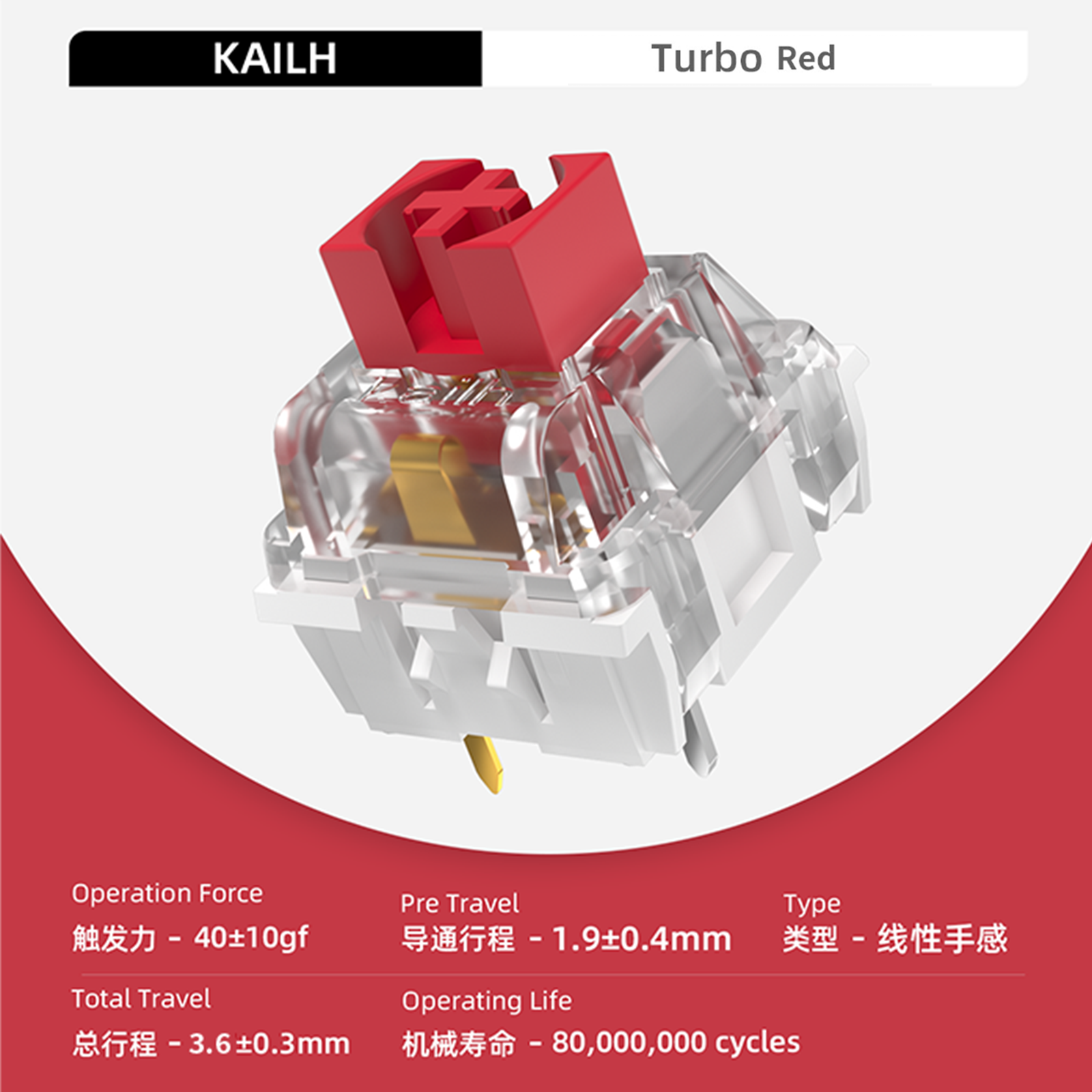 Kailh Turbo MX Keyboard Switch DIY Mechanical Switches Speed Linear Tactile Silent Keyboard Switch