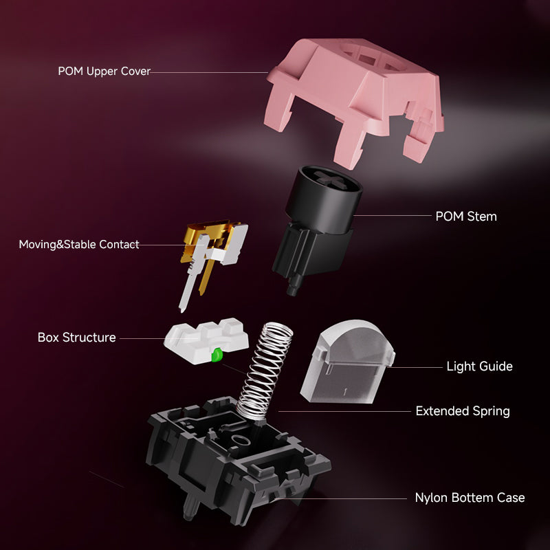 Kailh MIX-5 Pink Switch Linear Switch Hi-Fi Clack Sound BOX Structure Dustproof for Gaming and Typing