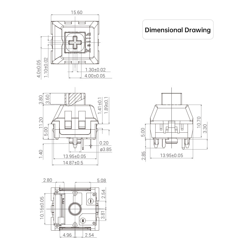 Kailh Crystal Royal Purple DIY Mechanical Keyboard Switches Dustproof IP56 Waterproof Tactile 5Pins Keyboard Switch