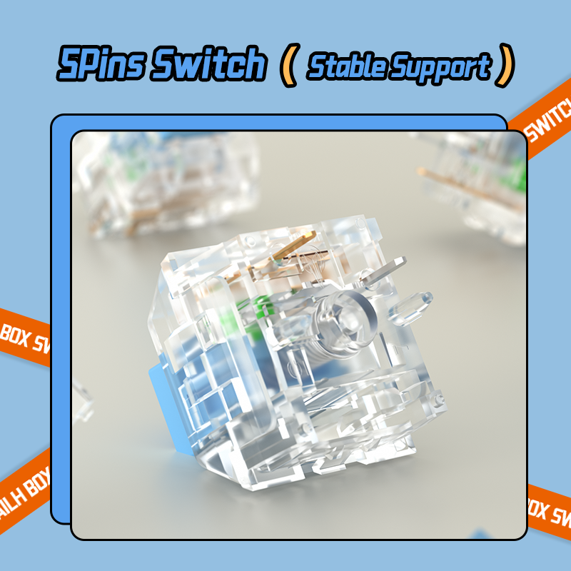 Kailh Box Crystal Heavy Handfeel Keyboard Switch Blue Orange Yellow 5Pins Mechanical Switches for RGB