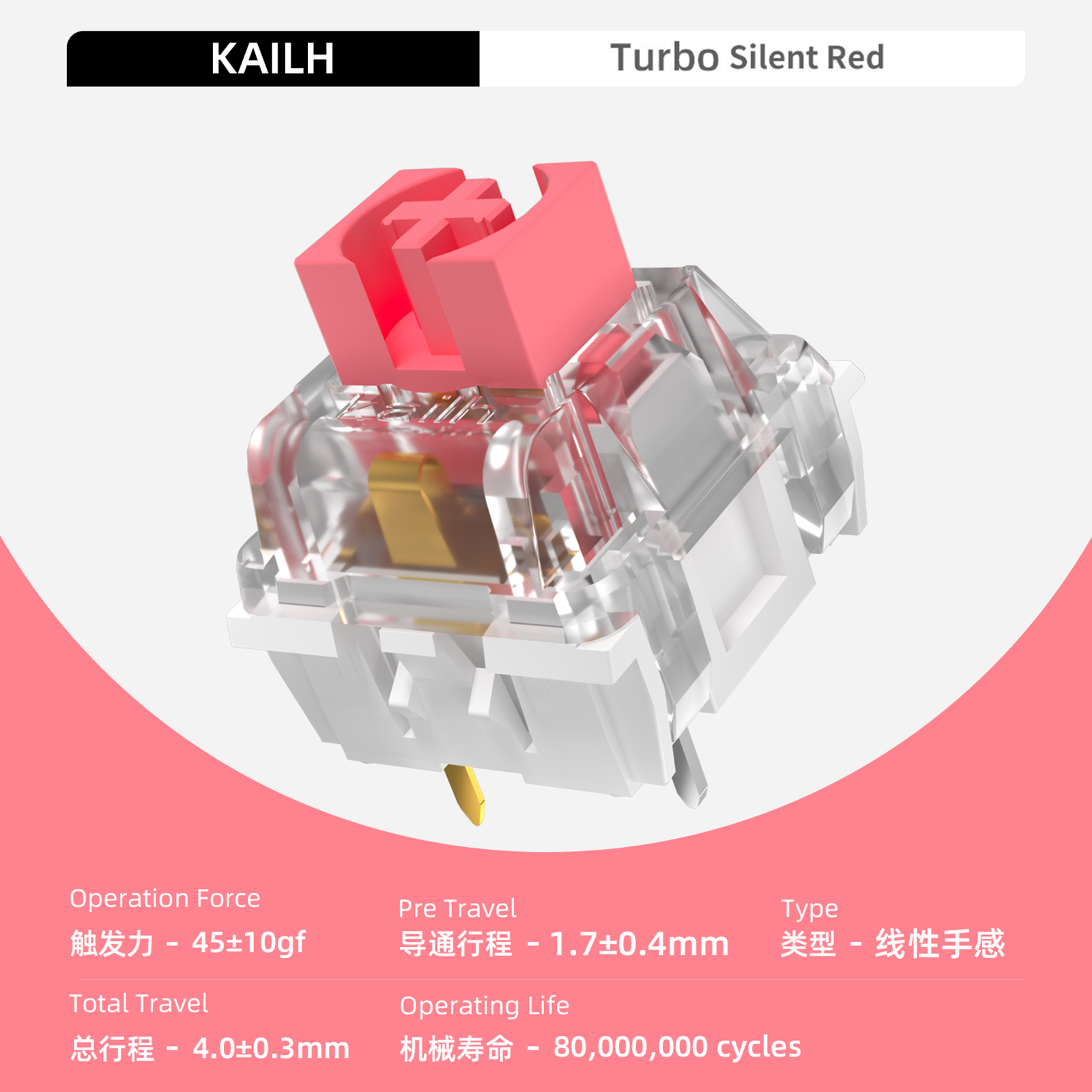 Kailh Turbo MX Keyboard Switch DIY Mechanical Switches Speed Linear Tactile Silent Keyboard Switch