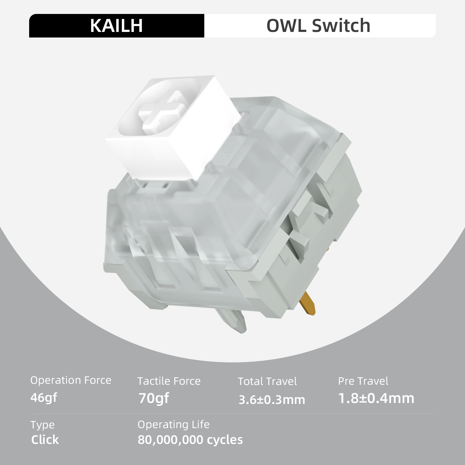 Kailh Box Owl White Switch Mechanical Keyboard Switch Waterproof and Dustproof