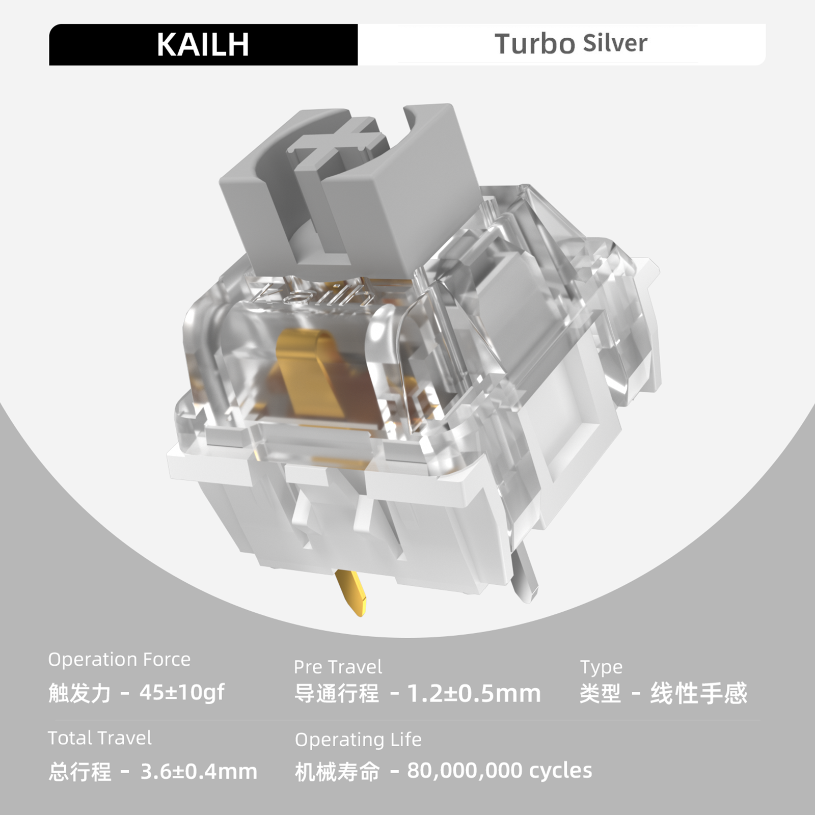 Kailh Turbo MX Keyboard Switch DIY Mechanical Switches Speed Linear Tactile Silent Keyboard Switch