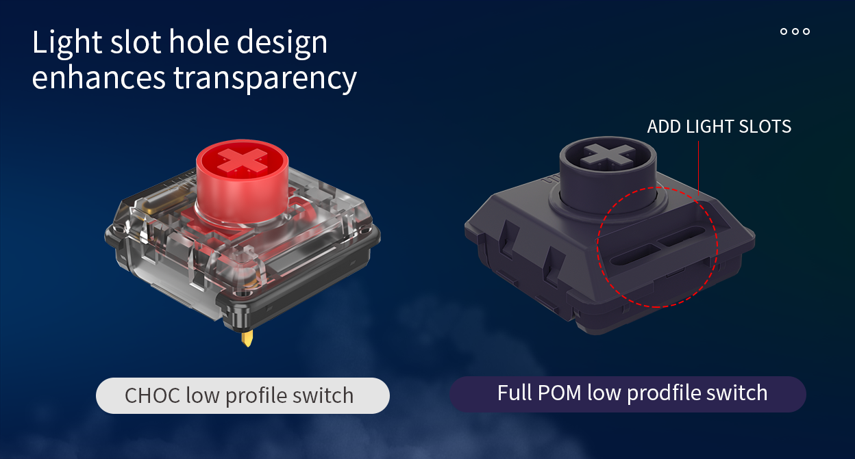 Kailh*Lofree Customized Full POM Shadow Series Low Profile Keyboard Switch Smooth Mechanical Keyboard Switch Hot Swap