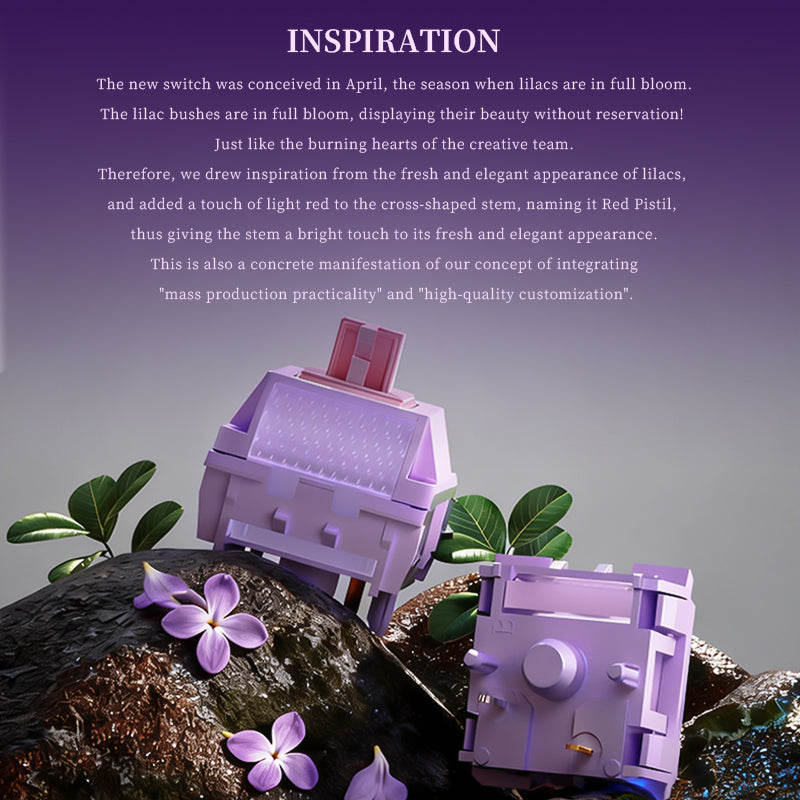 Kailh Kaihua & Tansen MX Lilac Switch RP Mechanical Keyboard Switch Five-Pin Linear Smooth Fast Trigger Keyboard Switch